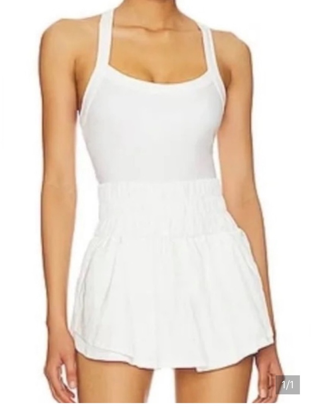FP Movement by Free People White Smocked High-Rise Skort